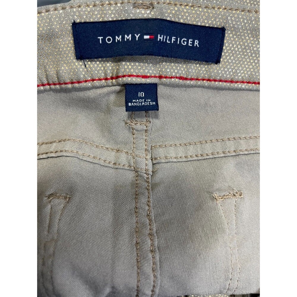 Tommy Hilfiger Women Gold Metallic Skinny Pants Size 10 Tribeca Skinny Stretch - Picture 8 of 11